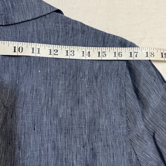 Ellen Tracy Women’s Linen Blazer Jacket Blue Pinstripe One Button Lightweight - Picture 11 of 12